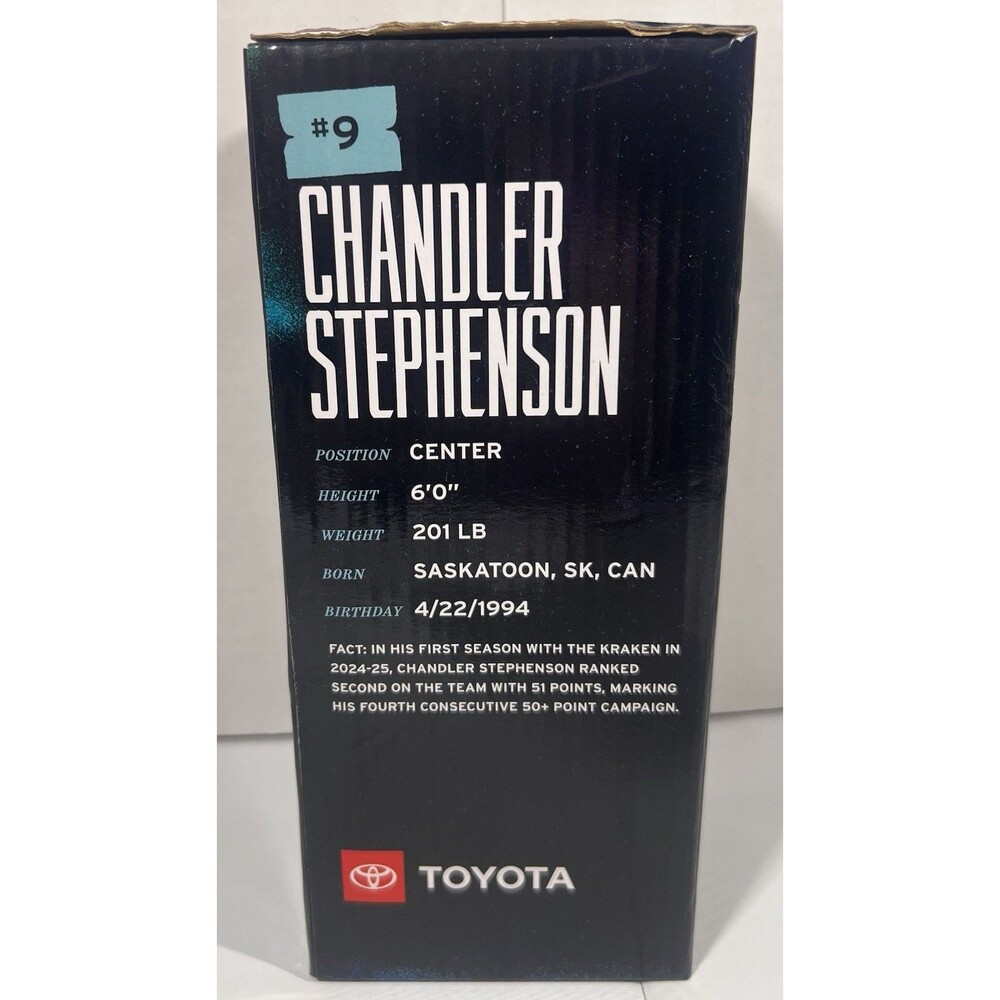 Chandler Stephenson #9 Seattle Kraken 2025 Bobblehead SGA BDA Sports Toyota NIB